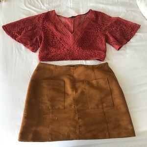 Burnt orange crochet crop top